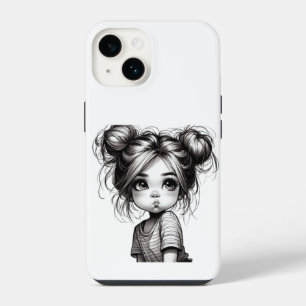 Coque Pour iPhone 14 Adorable Fille de Noël avec chatte - Idée cadeau m