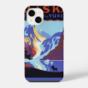 Coque Pour iPhone 14 Affiche de voyage vintage de l'Alaska, Atlin et le