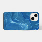 Coque Pour iPhone 14 Agate de marbre bleu Résumé (Verso Horizontal)