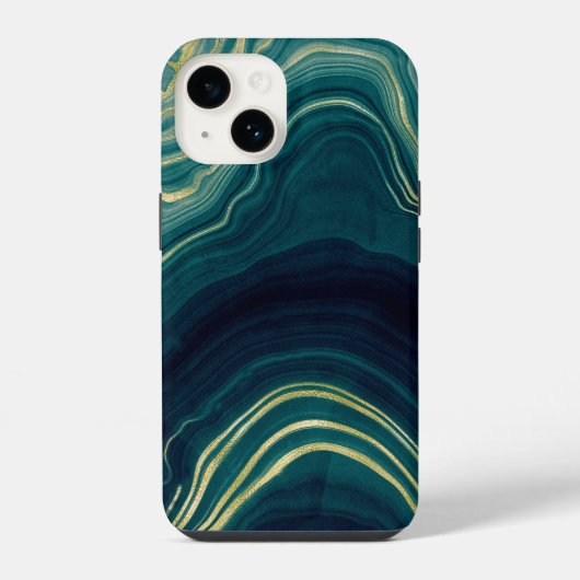 Coque Pour iPhone 14 agate verte (Verso)