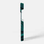 Coque Pour iPhone 14 Agate Wavy Black & Emerald (Côté gauche)