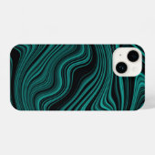 Coque Pour iPhone 14 Agate Wavy Black & Emerald (Verso Horizontal)