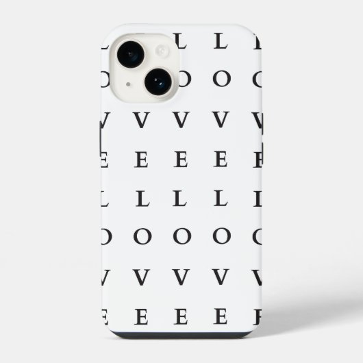 Coque Pour iPhone 14 Aimer le texte noir et blanc (Verso)