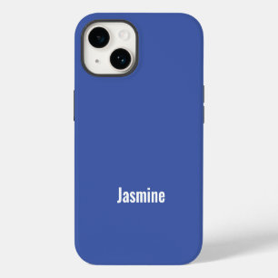 Coque Pour iPhone 14 Ajoutez Votre Nom Minimaliste Moderne Bleu