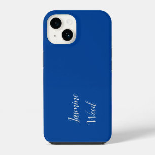 Coque Pour iPhone 14 Ajoutez Votre Nom Moderne Minimaliste Bleu Profond