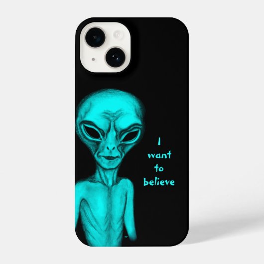 Coque Pour iPhone 14 Alien, je veux croire (Verso)