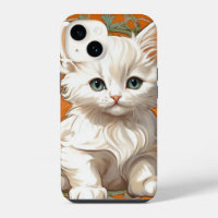 Alphonse Mucha Art Nouveau Kitten blanc