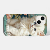 Coque Pour iPhone 14 Alphonse Mucha Style Chat blanc (Verso Horizontal)