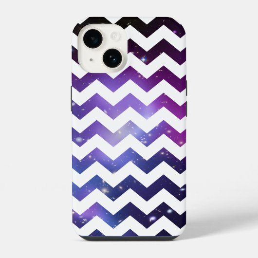 Coque Pour iPhone 14 Amas de galaxies violet zigzag blanc (Verso)