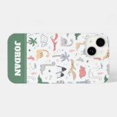 Coque Pour iPhone 14 Amusant Pastel Dinosaur Motif de scène (Verso Horizontal)