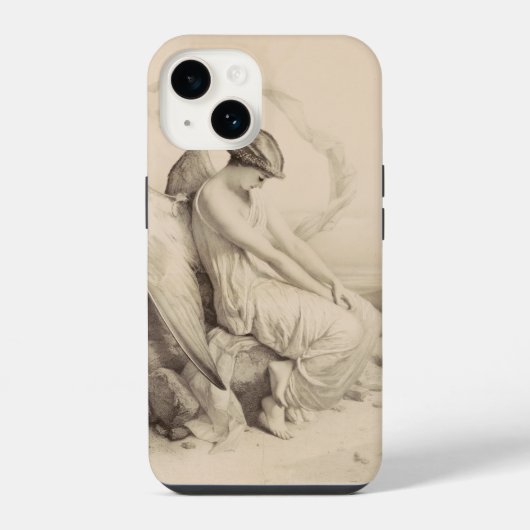 Coque Pour iPhone 14 ange chrétien assis sur une pierre (Verso)