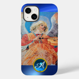 Coque Pour iPhone 14 ANGE MUSICAL, Monogramme Saphir Bleu