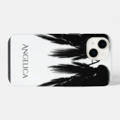 Coque Pour iPhone 14 ANGE NOIR AILES Monogramme (Verso Horizontal)