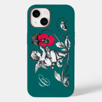 ANGE PEINTURE D'UNE FLEUR ROSE, MONOGRAMME ,Vert