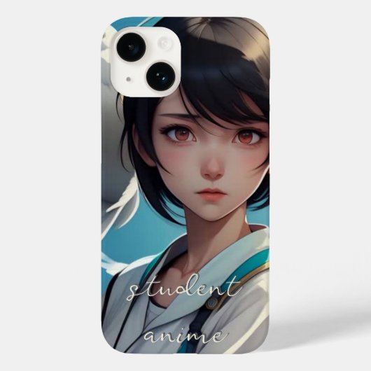 Coque Pour iPhone 14 Anime étudiante Coque monogramme - coque iphone d' (Verso)
