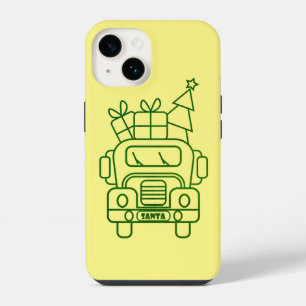Coque Pour iPhone 14 Aperçu camion de Noël Père Noël voiture vue avant