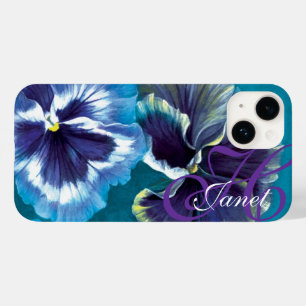 Coque Pour iPhone 14 Aqua floral de pensée votre coque iphone nommé
