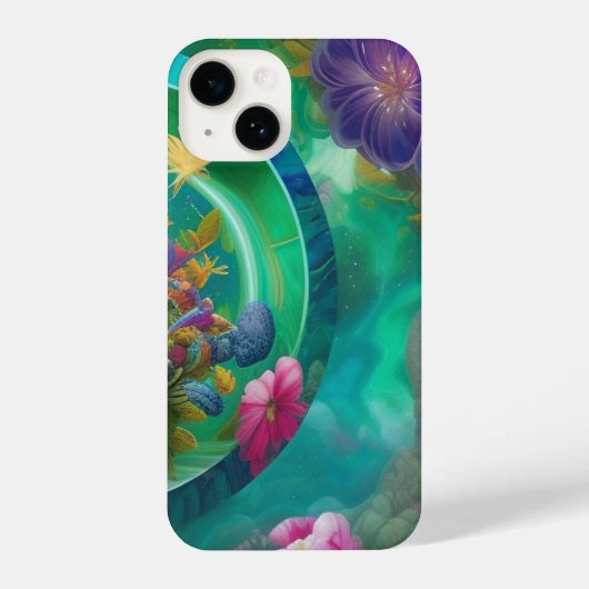 Coque Pour iPhone 14 Aqua Floral Jardin sous-marin Abstrait (Verso)
