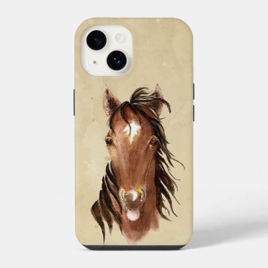 Coque Pour iPhone 14 Aquarelle amusant Cheval Stick sortie (Verso)