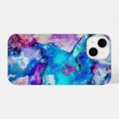 Coque Pour iPhone 14 Aquarelle bleu rose blanc Résumé (Verso Horizontal)