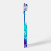 Coque Pour iPhone 14 Aquarelle bleu rose blanc Résumé Monogramme (Côté gauche)