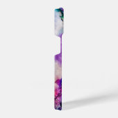 Coque Pour iPhone 14 Aquarelle bleu rose blanc Résumé Monogramme (Côté droit)