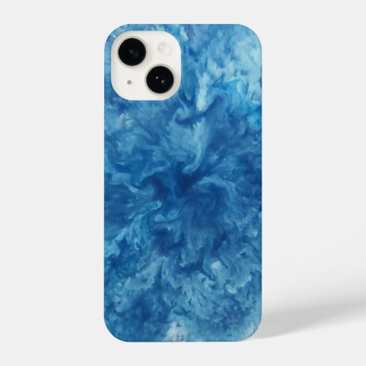 Coque Pour iPhone 14 Aquarelle bleue (Verso)