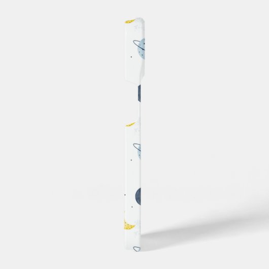 Coque Pour iPhone 14 Aquarelle Blue Space Planet Motif (Côté droit)