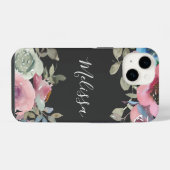 Coque Pour iPhone 14 Aquarelle Boho Brown foncé Nom du script (Verso Horizontal)