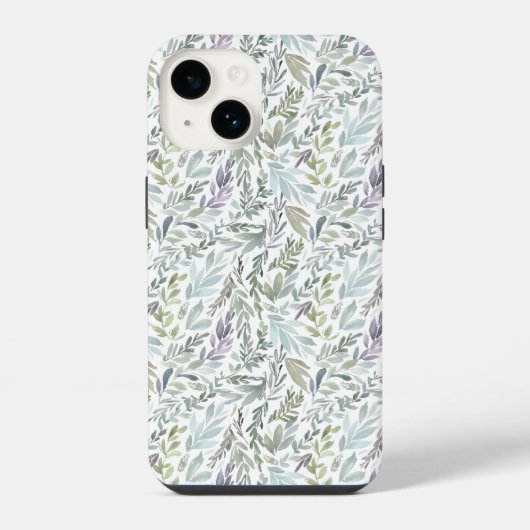 Coque Pour iPhone 14 Aquarelle botanique bleu vert (Verso)