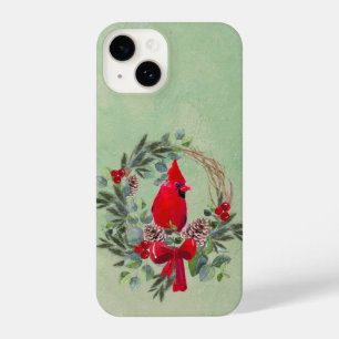 Coque Pour iPhone 14 Aquarelle Cardinal Bird Wreath Noël