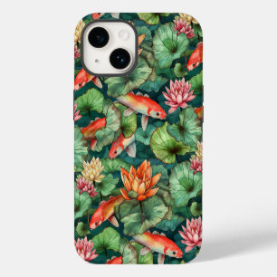 Coque Pour iPhone 14 Aquarelle Carpes Koï et Nymphéas à peine là