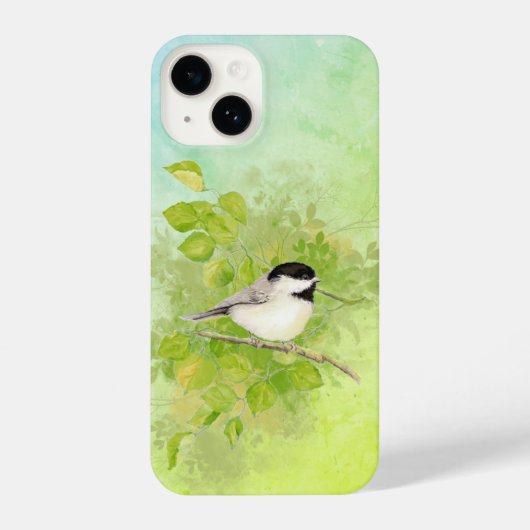 Coque Pour iPhone 14 Aquarelle Chickadee Oiseau Faune Nature Art (Verso)