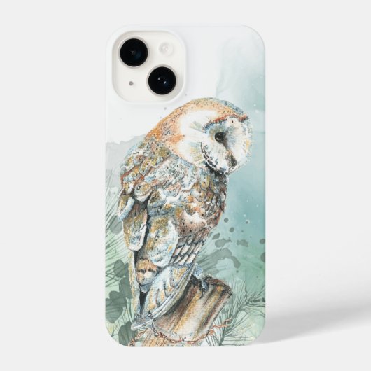 Coque Pour iPhone 14 Aquarelle Chouette Oiseau Faune Nature Art (Verso)
