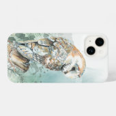 Coque Pour iPhone 14 Aquarelle Chouette Oiseau Faune Nature Art (Verso Horizontal)