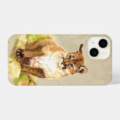 Coque Pour iPhone 14 Aquarelle Cougar Mountain Lion Cube Animal Nature (Verso Horizontal)