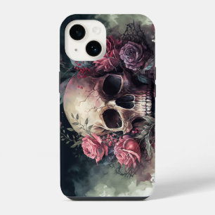 Coque Pour iPhone 14 Aquarelle Crâne Grunge Aesthétique Floral Artework