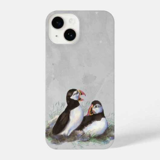 Coque Pour iPhone 14 Aquarelle Cute Puffin Oiseaux Faune Nature Art (Verso)