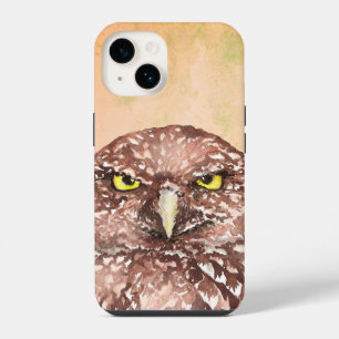 Coque Pour iPhone 14 Aquarelle de la chouette grumeuse malheureuse