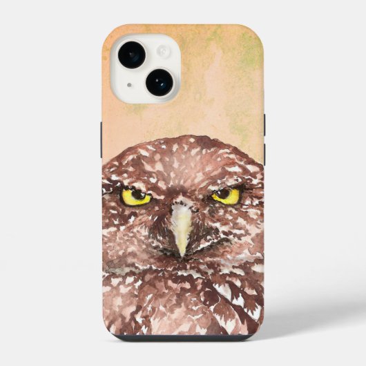 Coque Pour iPhone 14 Aquarelle de la chouette grumeuse malheureuse (Verso)