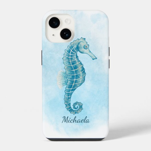 Coque Pour iPhone 14 Aquarelle de mer Nom côtier (Verso)