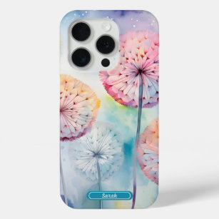 Coque iPhone 15 Pro Aquarelle Dreamy Dandelions Personnalisé