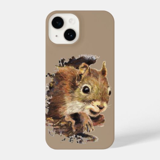 Coque Pour iPhone 14 Aquarelle écureuil curieux jeter un oeil à l'art a (Verso)