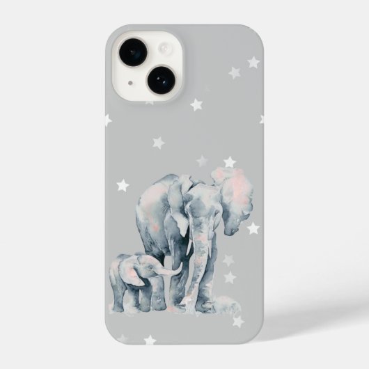 Coque Pour iPhone 14 Aquarelle Elephant & Veau Bébé Animaux Animaux (Verso)