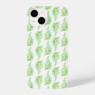 Coque Pour iPhone 14 Aquarelle feuille vert blanc