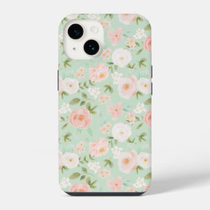 Coque Pour iPhone 14 Aquarelle florale rose et pêche