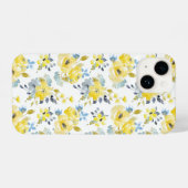 Coque Pour iPhone 14 Aquarelle Motif Floral Jaune (Verso Horizontal)