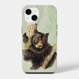 Coque Pour iPhone 14 Aquarelle Ourson Noir Mignon Art Animalier