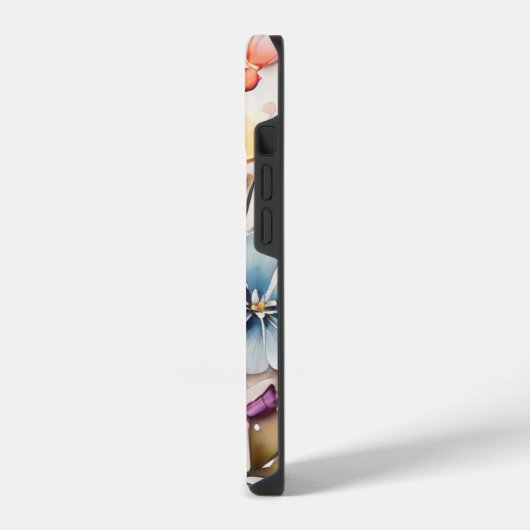 Coque Pour iPhone 14 Aquarelle Peinture de Fleurs. (Côté gauche)