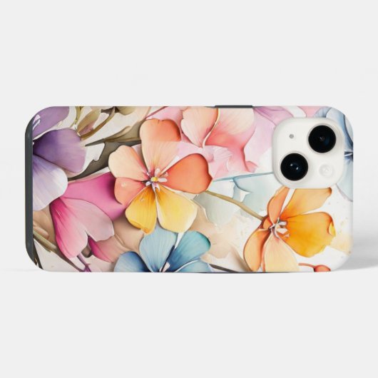 Coque Pour iPhone 14 Aquarelle Peinture de Fleurs. (Verso Horizontal)